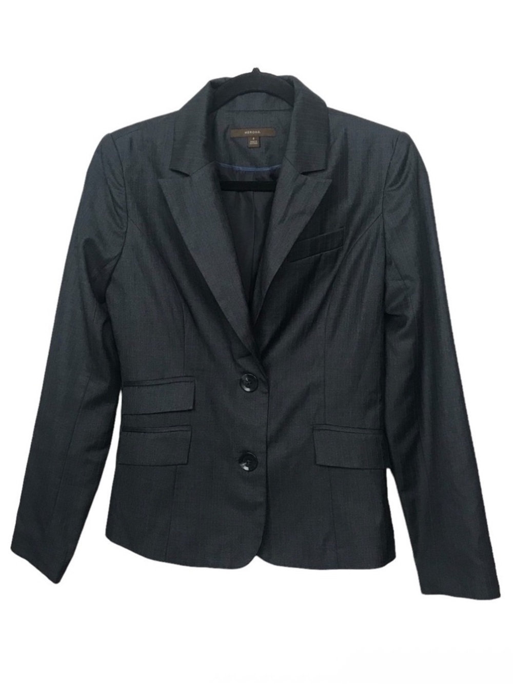 Merona Gray Pinstripe Two Button Blazer Jacket NWT Size 2